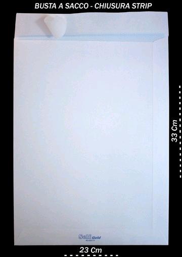 BUSTE A SACCO BIANCHE 80 GR. CM. 23X33 CON STRIP (100 PZ)