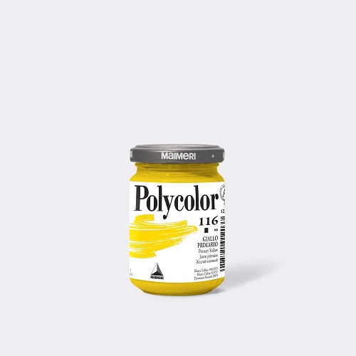 MAIMERI COLORE ACRILICO "POLYCOLOR" IN VASETTO VETRO 140 ml. GIALLO PRIMARIO