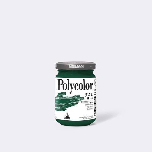 MAIMERI COLORE ACRILICO "POLYCOLOR" IN VASETTO VETRO 140 ml. VERDE FTALO