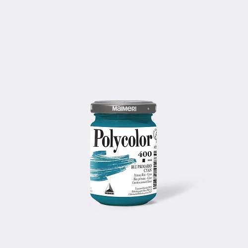 MAIMERI COLORE ACRILICO "POLYCOLOR" IN VASETTO VETRO 140 ml. BLU PRIMARIO CYAN