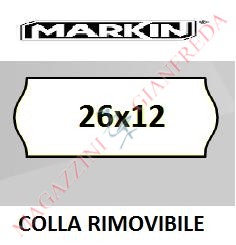 ROTOLO PREZZATRICE  26X12 BIANCO RIMOVIBILE AD ONDA