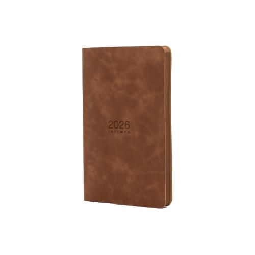 Agenda Giornaliera 2026 Nabuk in Similpelle 13×21 cm – Blocco Fisso Beige per Organizzazione Quotidiana