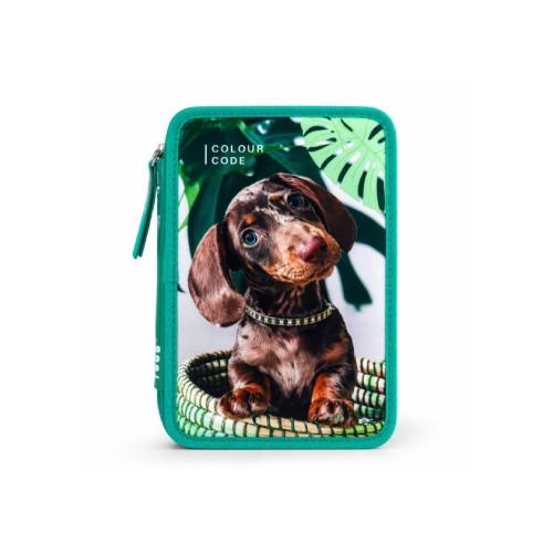 Astuccio 3 Zip QQB Color Code Animal Snapshot - Astuccio scolastico attrezzato completo 45 pezzi per scuola primaria