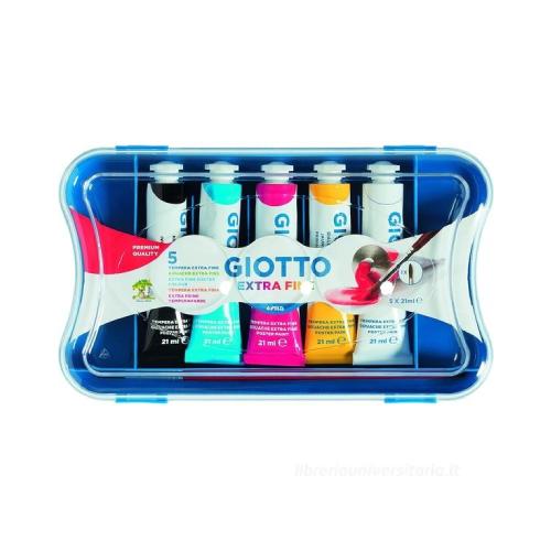 Giotto Tempera Tubo 21 ml Confezione 5 Pezzi – Colori a Tempera Brillanti e Coprenti per Scuola e Creatività