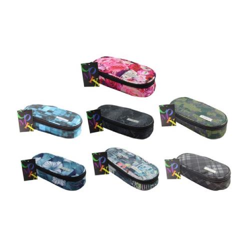 Astuccio Ovale Organizzato All Over Comix - Astuccio scolastico compatto con interno attrezzato e chiusura a zip per scuola e uso quotidiano