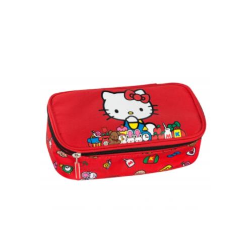 Astuccio Ovale Organizzato Large Hello Kitty - Astuccio scolastico capiente con interno attrezzato e chiusura a zip per scuola e uso quotidiano