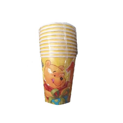 Bicchieri Winnie the Pooh Alphabet 200 cc 10 pezzi | Bicchieri carta decorati per primo compleanno