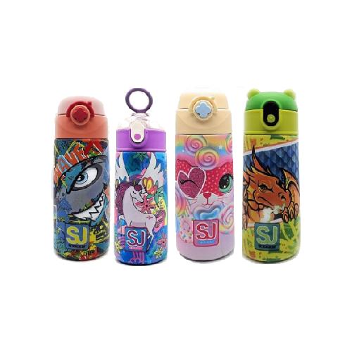 Borraccia Animali SJ Gang 500 ml con Cannuccia - Bottiglia Termica in Acciaio Inox Antigoccia
