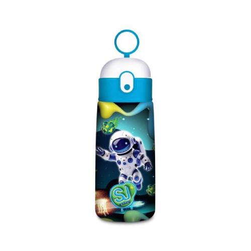 Borraccia QQB SJ Gang Boy con Cannuccia Spazio 500 ml in Acciaio Inox - Bottiglia Sportiva