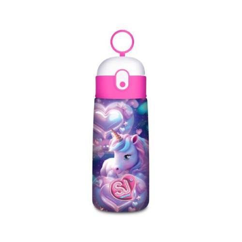 Borraccia QQB SJ Gang Girl con Cannuccia Unicorno 500 ml in Acciaio Inox - Bottiglia Sportiva