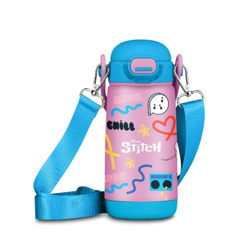 Borraccia con Tracolla Lilo & Stitch 500 ml - Bottiglia in Materiale Resistente con Cinghia Antigoccia
