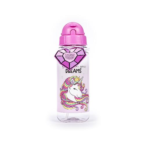 Borraccia Seven Tri Coastal Unicorn 414 ml con Cannuccia - Bottiglia Trasparente in Plastica BPA Free Antigoccia