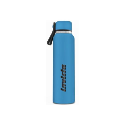 Borraccia Invicta Slim Azzurra 500 ml - Bottiglia Termica in Acciaio Inox con Laccetto Antigoccia