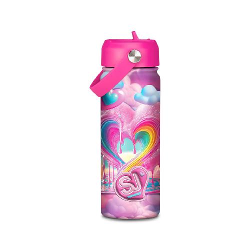 Borraccia QQB SJ Gang Girl Cuore Arcobaleno 500 ml in Acciaio Inox - Bottiglia Sportiva
