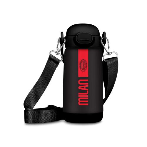 Borraccia Kid AC Milan Seven con Tracolla 400 ml - Bottiglia Termica in Acciaio Inox Antigoccia