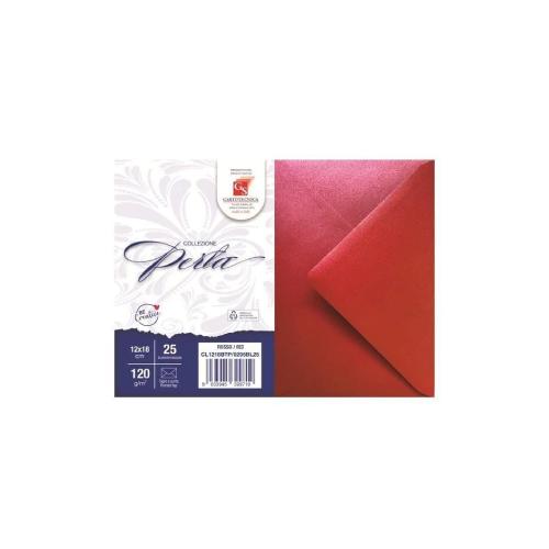 Busta in carta perlata rosso 12x18 cm – confezione 25 pezzi per inviti e partecipazioni eleganti