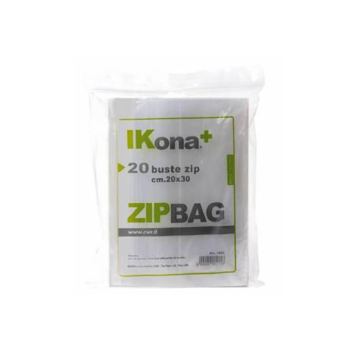 Sacchetti Zip 20×30 cm in Polietilene Trasparente – Set 20 pz, Buste Richiudibili PE