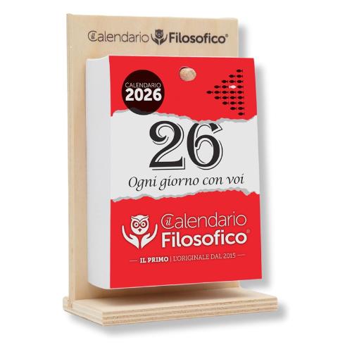 CALENDARIO FILOSOFICO F.TO A6 CM. 10X14 CON SUPPORTO IN LEGNO