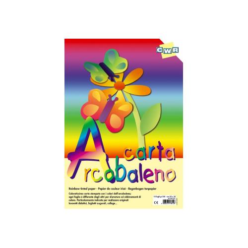 Carta Arcobaleno 23×33 cm – Confezione 10 Fogli 100 g – Colori Assortiti