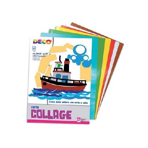 Carta Collage 12 Fogli Colori Assortiti 24x34 cm | Set Creativo per Lavori Manuali