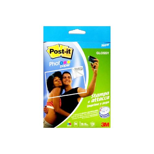 3M Carta Fotografica Lucida 10×15 cm Adesiva 90 gr – Confezione 20 Fogli per Stampe Fotografiche Autoadesive