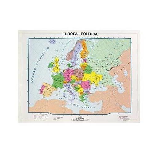 Cartina A4 Europa Politica e Fisica CWR - Mappa Didattica per Scuola e Studio