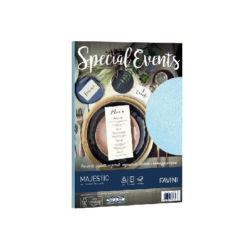 Carta metallizzata SPECIAL EVENTS A4 250 g azzurro – Favini – Cartoncino Metallizzato A4 10 Fogli per Inviti, Biglietti e Progetti Creativi