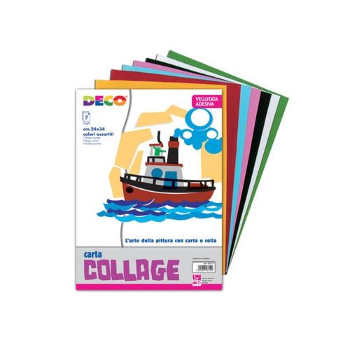 Carta Vellutata Adesiva – Album 7 Fogli 24×34 cm, Colori Assortiti