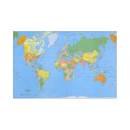 Cartina A4 Mondo Planisfero Politica e Fisica CWR - Mappa Didattica per Scuola e Studio Politica e Fisica
