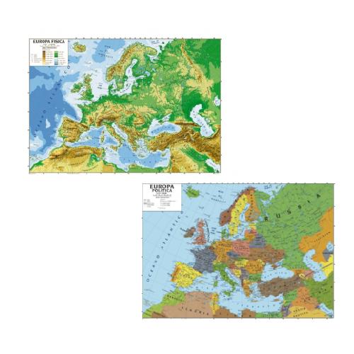 Cartina Geografica Europa Fisica e Politica 100x140 cm - Mappa Murale Didattica