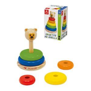 Orsetto ad Anelli Dal Negro - Gioco Impilabile in Legno per Bambini dai 12 Mesi