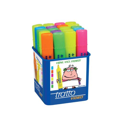 Evidenziatore Tratto Video Barattolo – Colori Assortiti, Confezione da 20 Pezzi