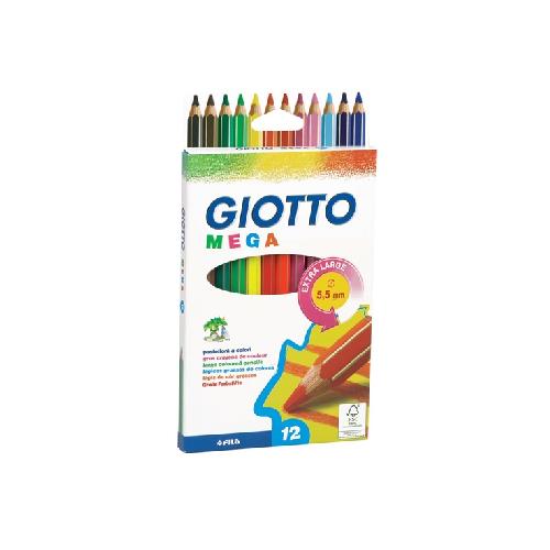 Giotto Mega – Astuccio da 12 Pastelli Assortiti per Disegno e Colore