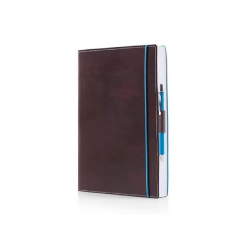 Agenda Giornaliera Intempo 15x21 cm – Blocco Fisso con Elastico "Blue Band" Marrone 