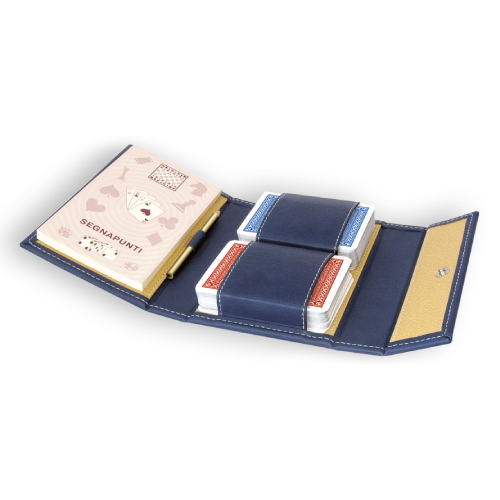 Modiano Set Extra Di Carte Per Burraco Con Astuccio Similpelle Azzurro