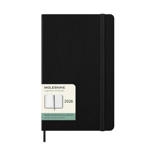 Moleskine Agenda Settimanale 12 Mesi 2026 - Planner Settimanale con Copertina Rigida Nera - CM 13X21