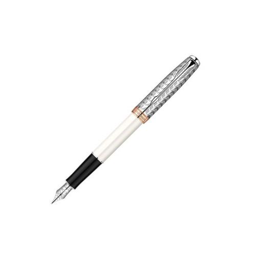 Penna Stilografica Parker "Metal & Pearl" – Punta M, Elegante Penna da Regalo