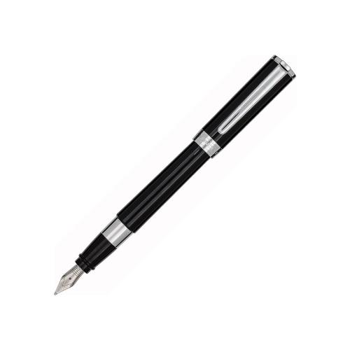 Penna Stilografica Aurora TU Resin Nero Lucido con Finiture Cromate | Punta M