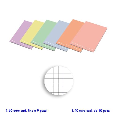Quadernone a Quadretti con margine Q Monocromo Pastel 100gr 50 Fogli Colori assortiti