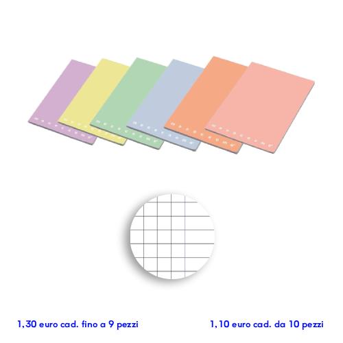 Quadernone a Quadretti con margine Q Monocromo Pastel 42 Fogli 80gr Colori Assortiti
