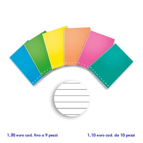 Quadernone a Righi 1R Monocromo Fluo 42 Fogli 80gr Colori Assortiti