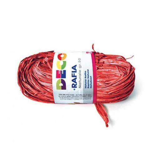 Rafia Naturale Rosso Cardinale 50 g per Confezioni Regalo, Decorazioni e Lavori Creativi