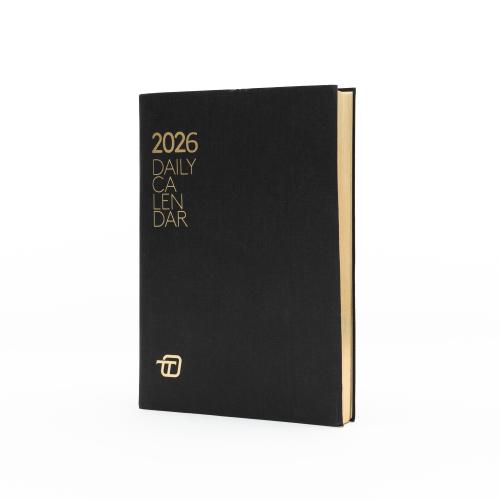 Ricambio Agenda Giornaliera 2026 17×24 cm – Copertina Nera con Taglio Oro per Pianificazione Quotidiana