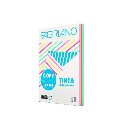 Fabriano Colorcard A3 Colori Tenui 160 g – 100 Fogli di Carta Colorata Elegante per Creatività e Stampa