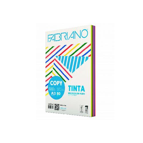 Fabriano Multicolor A3 Colori Forti 80 g – 250 Fogli di Carta Colorata Vivace per Stampa e Creatività