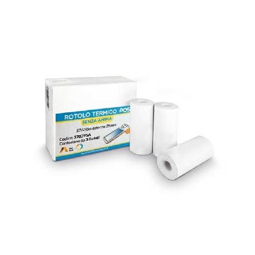 Rotolo Carta Termica per POS SumUp 57 mm – Diam. 25 mm – Senza Anima – Confezione 12 Pz
