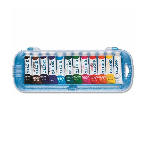 Giotto Tempera Tubo 7,5 ml Confezione 12 Pezzi – Colori a Tempera Intensamente Brillanti per Scuola e Creatività