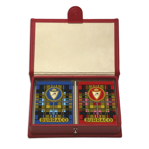 Modiano Set Di Carte Da Burraco Con Astuccio In Similpelle Rosso