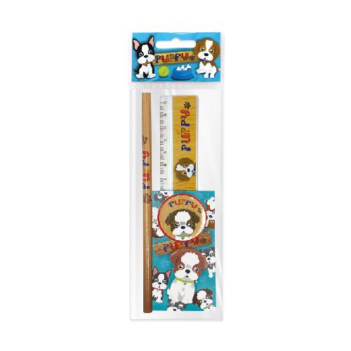 Set Regalo Puppy 5 pezzi Lebez – Kit Scuola con Matita, Notes e Accessori Puppy
