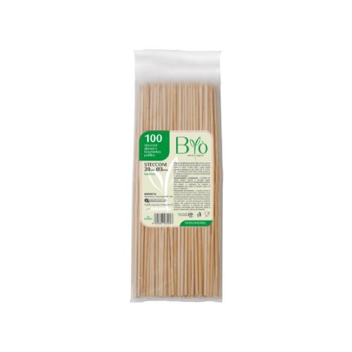 Stecconi per spiedini bamboo 20 cm Ø 3 mm 100 pz | Bastoncini monouso per finger food